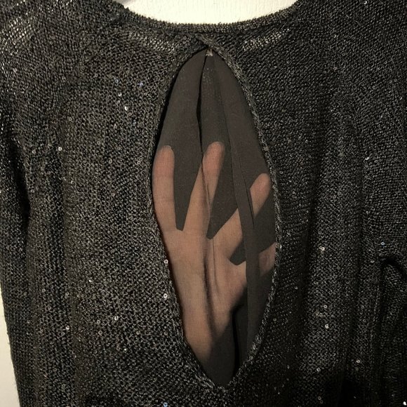 Mirumi-NWT-Long sleeve Sparkle Sweater-Sheer-Lace-Medium-Open Back-Long in back - Picture 4 of 14